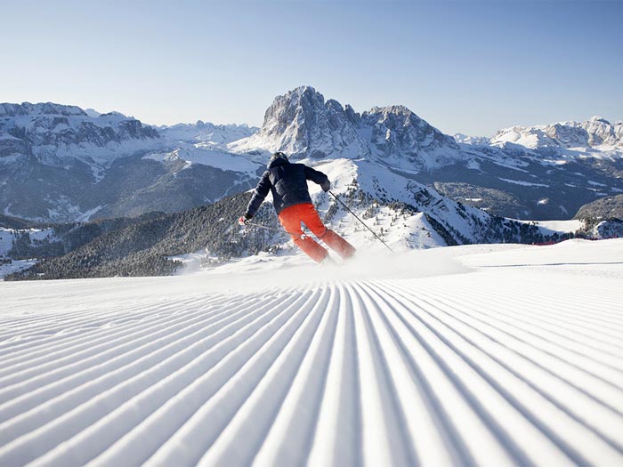 Skier on the slopes of Val Gardena