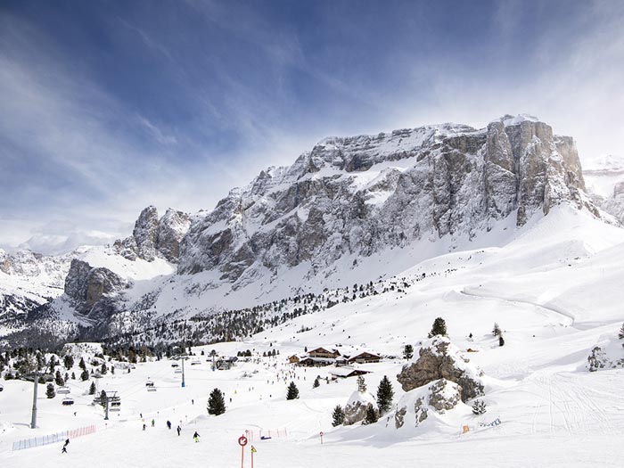 Ski area Passo Sella, Gruppo Sella in the background